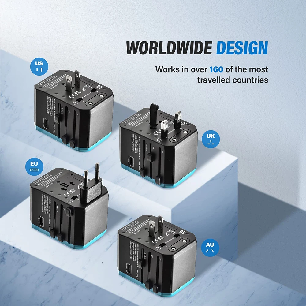 2000W 범용 컨버터 여행용 충전기 전원 어댑터, USB 포트 5.6A 스마트 폰 고속 충전 전세계 변환 플러그