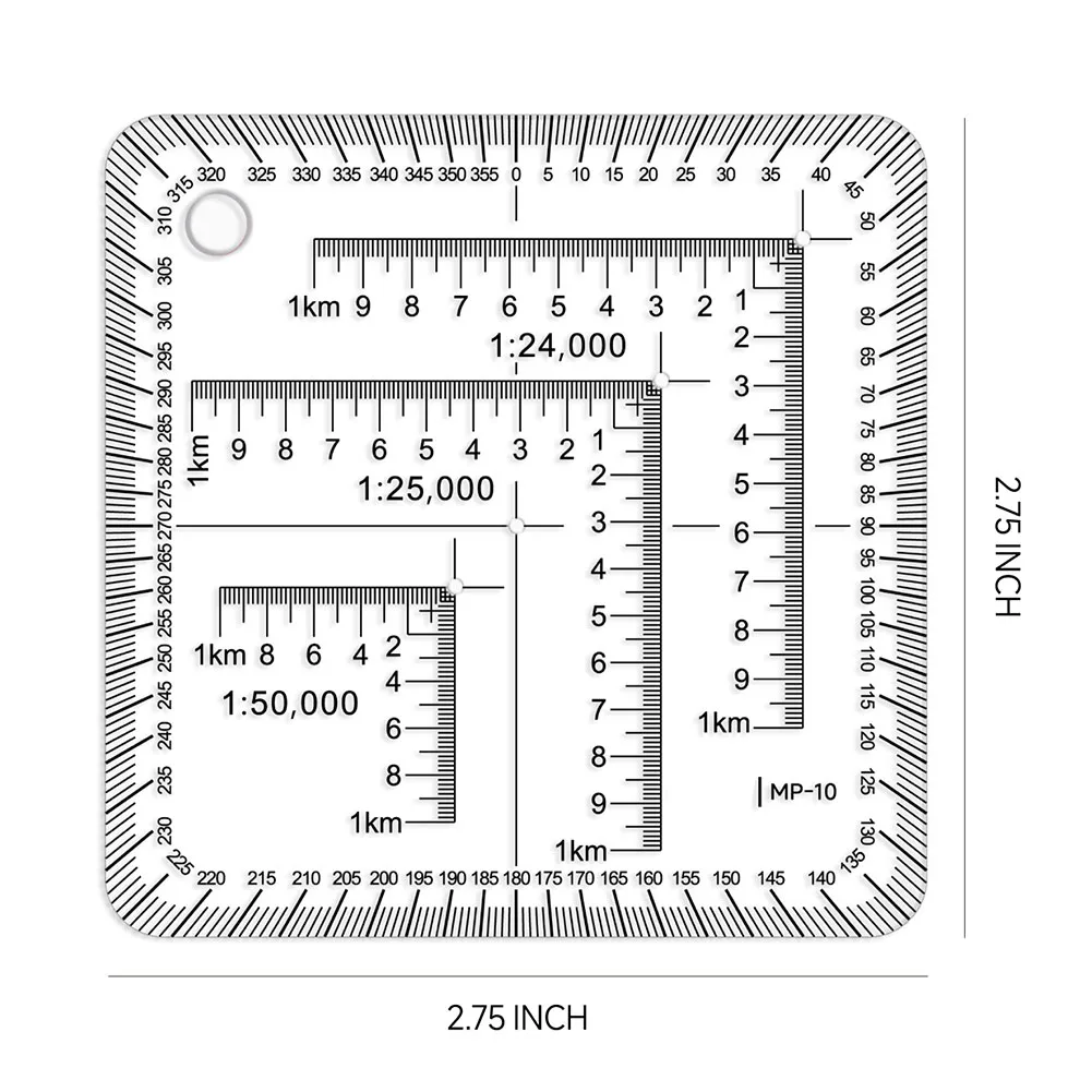 1pc Geographic Coordinate Ruler For Military-Style Transparent Topographical Map Scale Navigation-Military Protractor