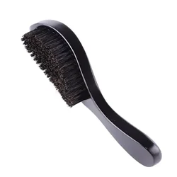 Men's Soft Boar Bristle Wave Hairbrush for Hairstyling and Beard Grooming (Black)