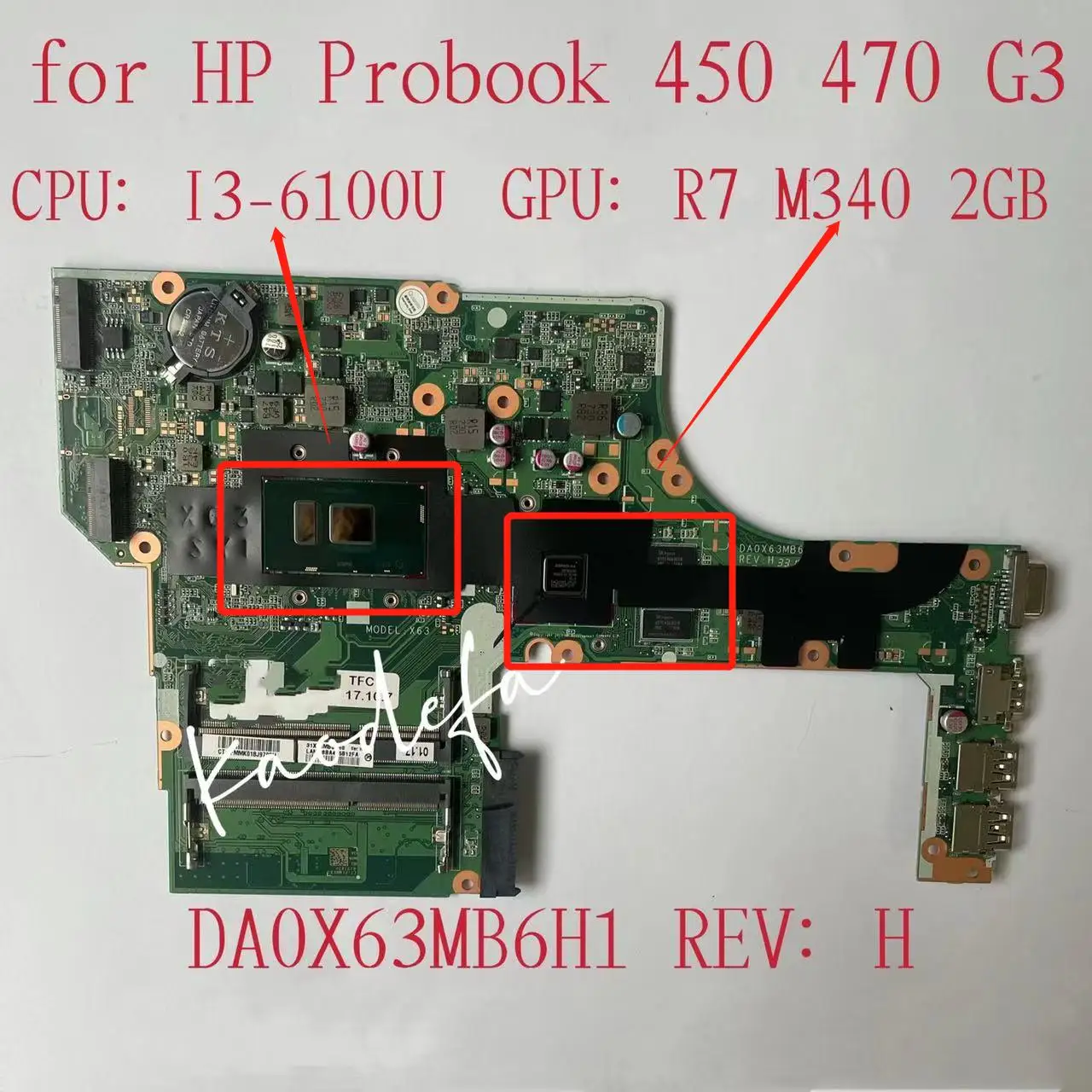 Da0X63Mb6H1 X63 Mainboard Per Hp Probook 450 G3 470 G3 Scheda Madre Del Computer Portatile W/ I3-6100U R7 M340 2Gb-Gpu Ddr3 827024-001 827024-601