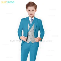 Ensemble 3 Pièces pour Grand Garçon, Tenue de Bal Élégante, Blazer, Glaçage, de Luxe, à Fleurs, Formelle, pour ixd'Enfant, Mariage 4