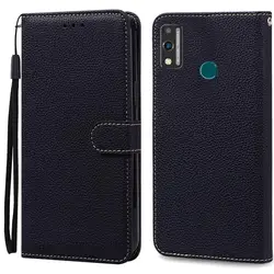 Leather Wallet Flip Case for Honor 9X Lite - Stylish Protective Phone Cover (Black)