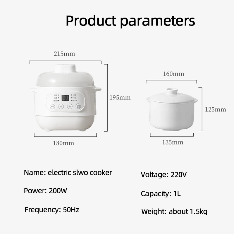 200W Electric Slow Cooker Food Steamer Stew Cup Multicooker Ceramic Pot Cubilose Stew Pregnant Tonic Baby Supplement Food Warmer 6