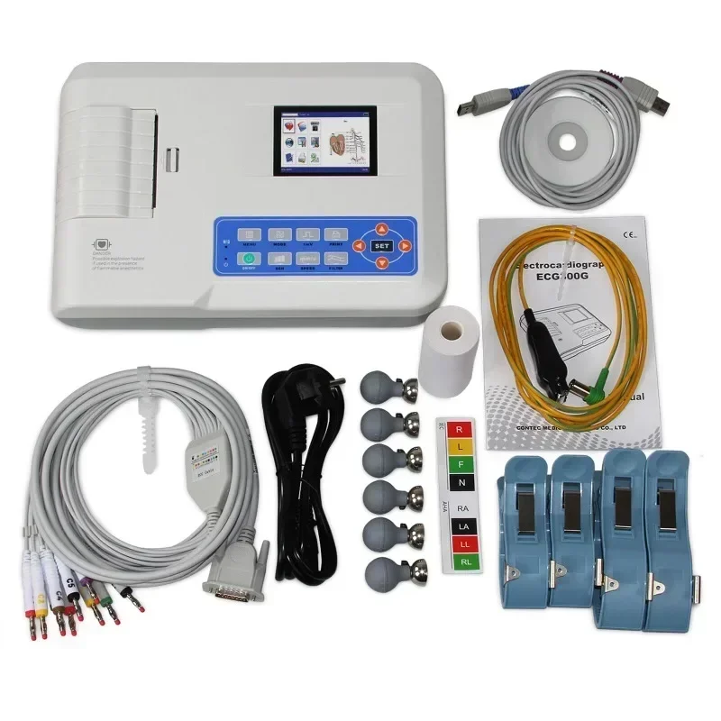 CONTEC ECG300G Digital 3 Channel 12 Leads ECG/EKG Machine Human/Veterinary Use Electrocardiograph