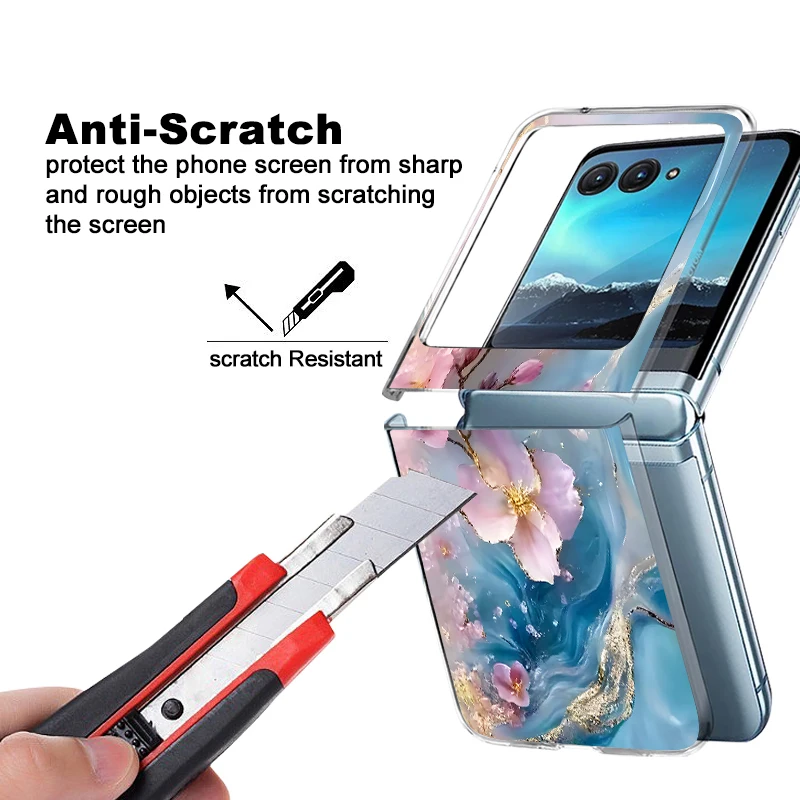 Elegant Marble Pattern Shockproof Transparent Folding Phone Case