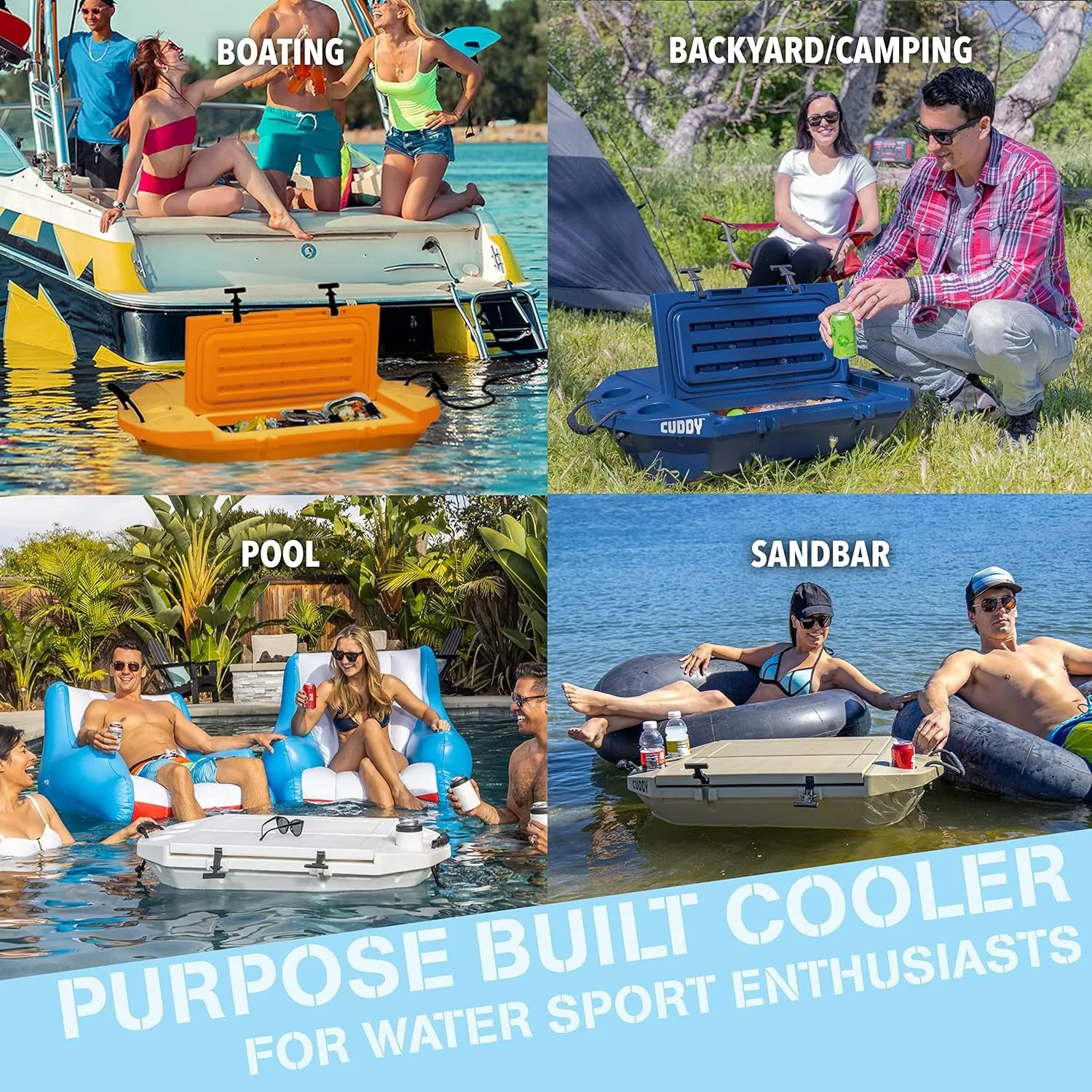 Cuddy Floating Cooler and Dry Storage Vessel &ndash; 40QT &ndash; Amphibious Hard Shell Design-Multiple Color Options