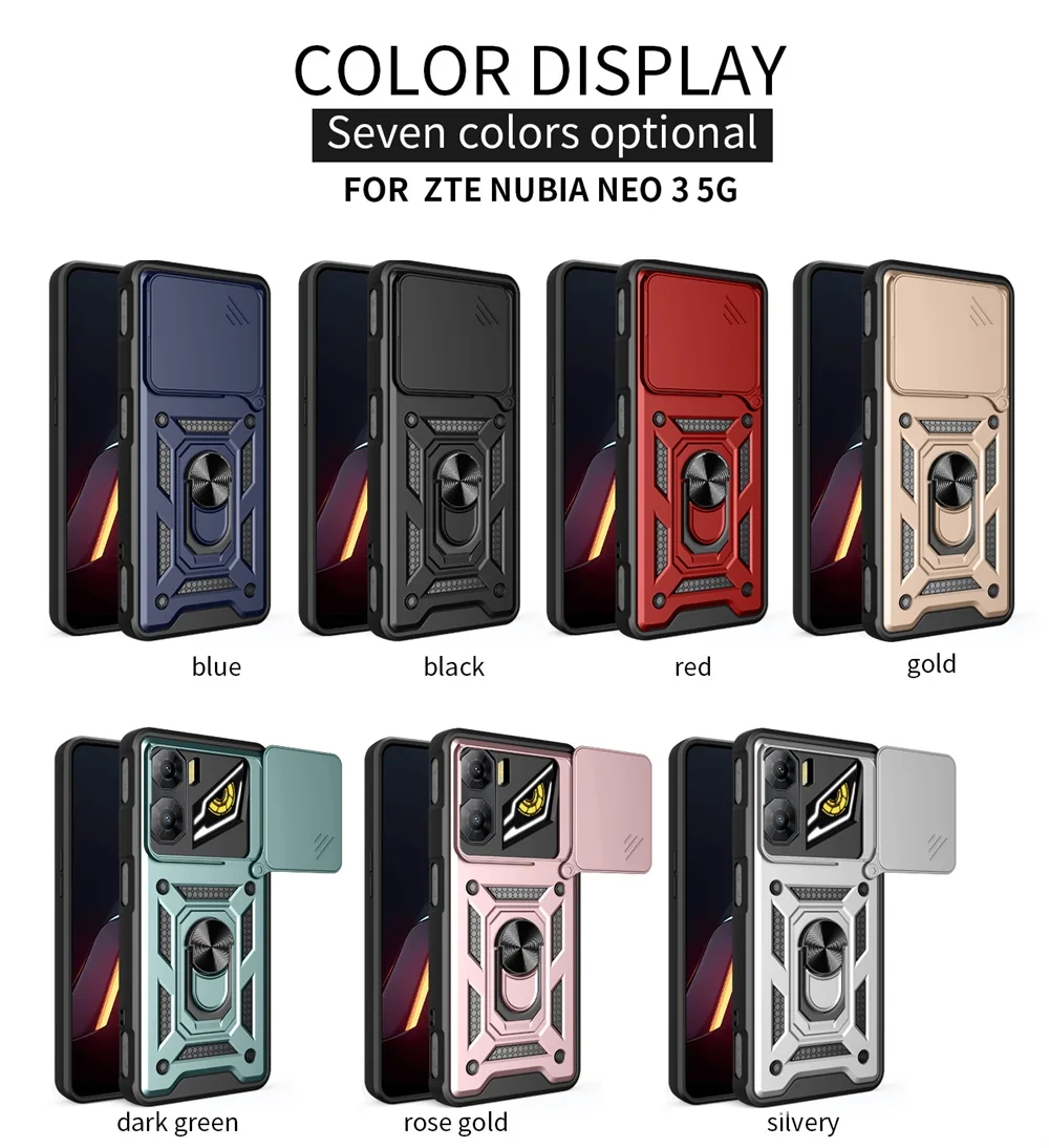 Heavy Duty Rugged Armor Case with Metal Kickstand and Lens Protector