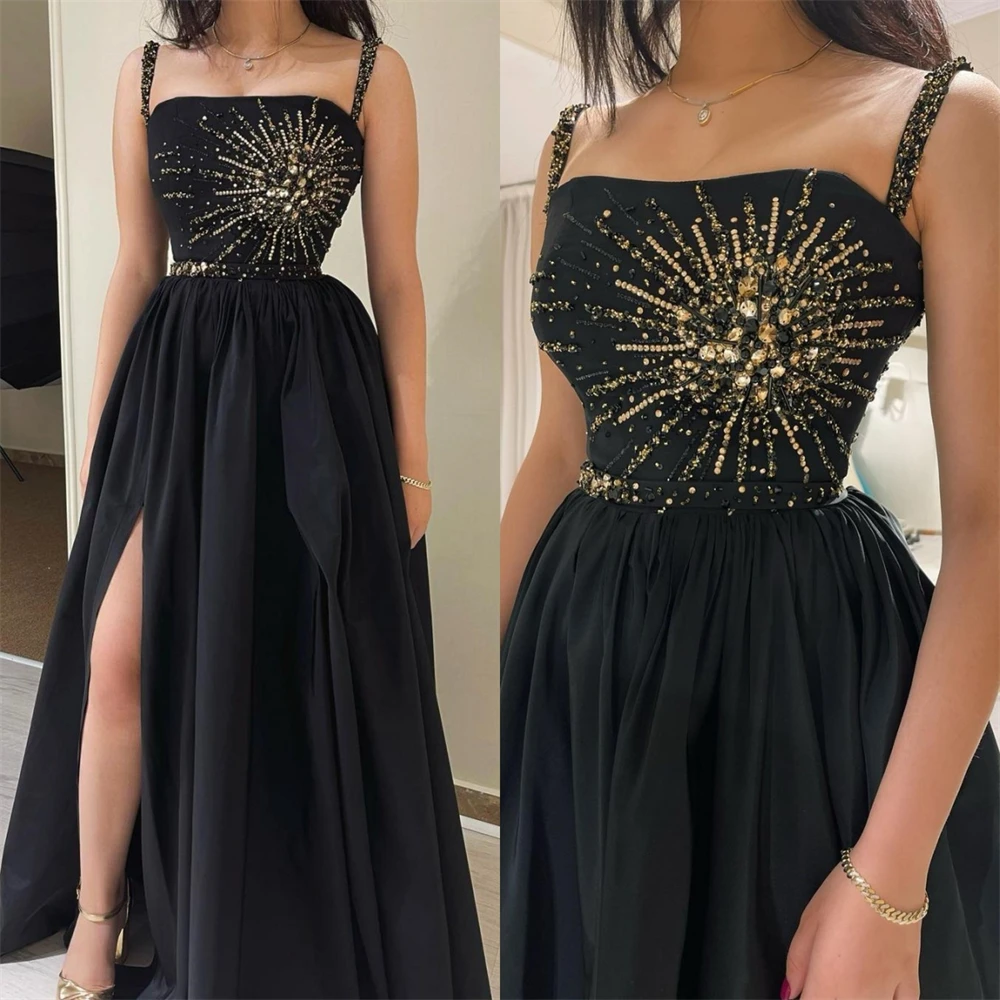 

Prom Dresses Sexy Spaghetti A-line Celebrity Sequin Flowers Chiffon Occasion Evening Gown vestidos de ocasión formales