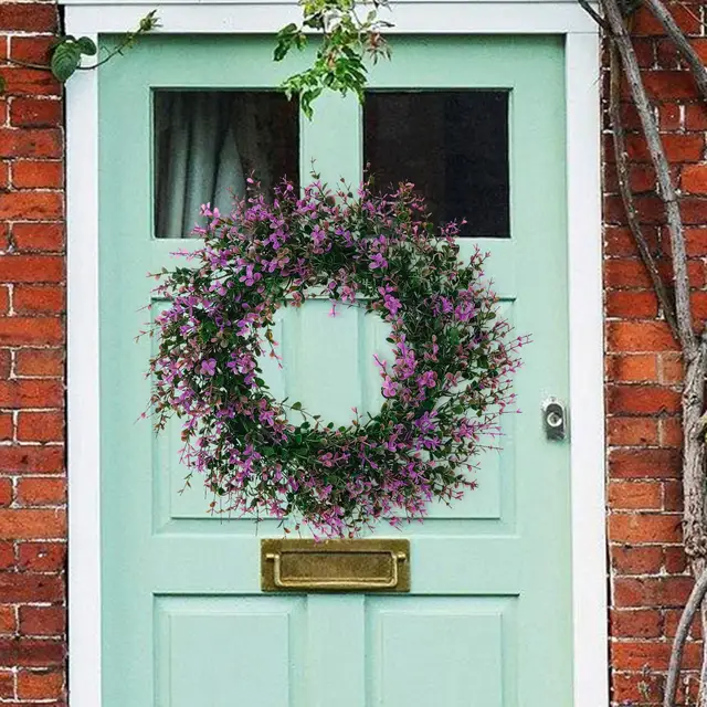 Corona De Lavanda Artificial - 40 Cm - Decoración Para Puertas O Bodas