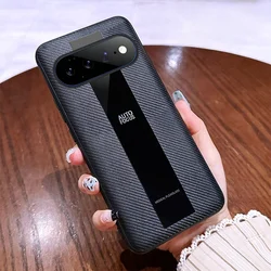Luxury Sheepskin Leather Matte Phone Case - Shockproof Hard Protective Cover - Google Pixel 9 (Carbon Fiber Pattern)