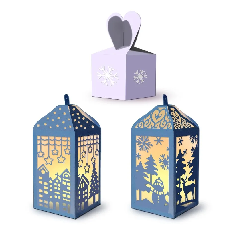 Matrice De Découpe Métal Boîte Cadeau 3D Noël 12x12cm - Pochoir Pour Bonbons, Scrapbooking, DIY