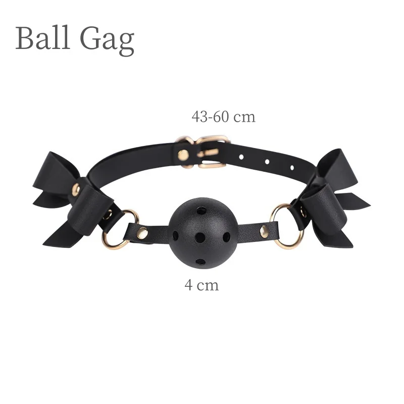 Sexy Charming Bow Bondage Handcuffs Accessories with Adjustable Neck Collar Mouth Gag for Couple BDSM Slave Binding Sex Toys
