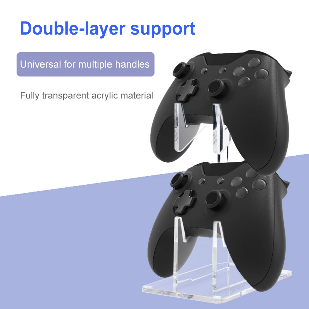 Double-deck Game Controller Holder Storage Rack Acrylic Gaming Headset Holder Accessories Gamepad Headset Stand for PS4/PS3/Xbox