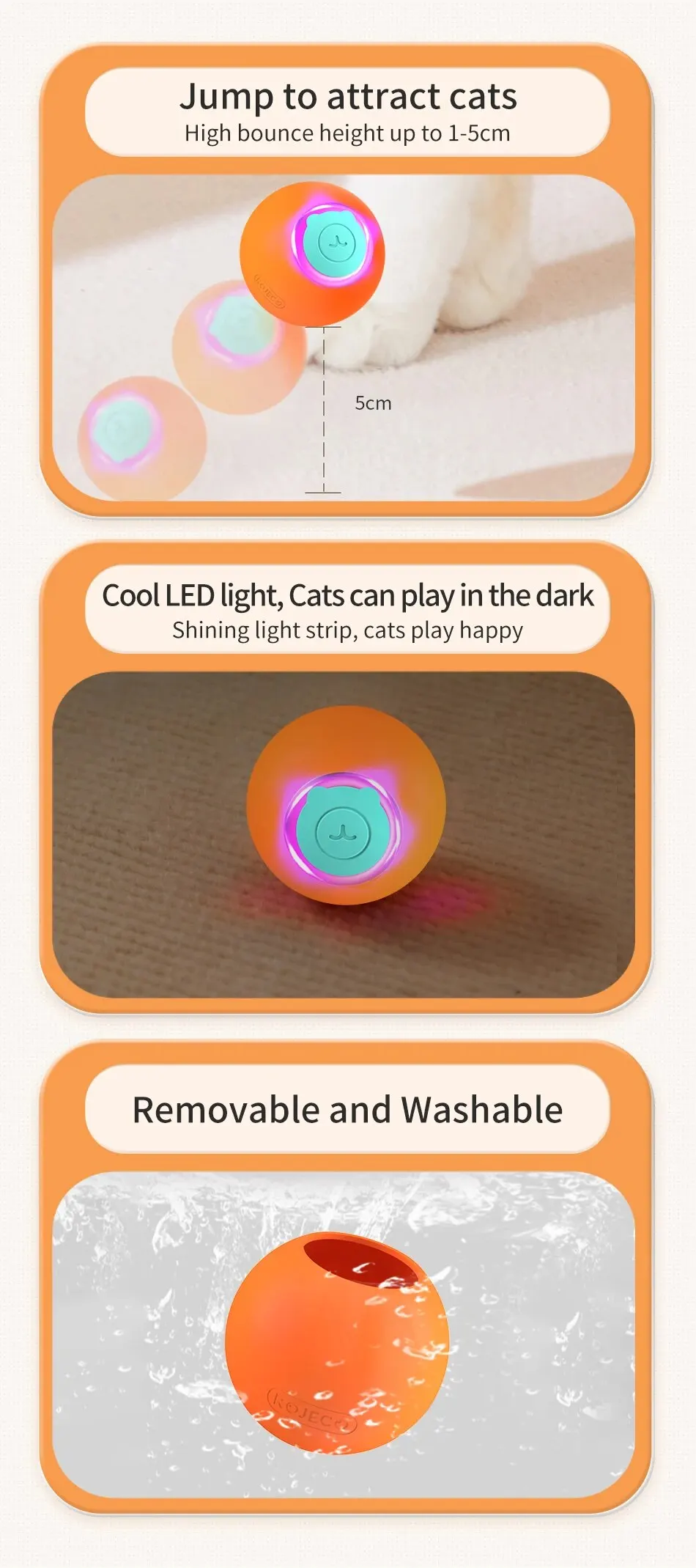 Smart Cat Toys Interactive Cat Bouncing Ball Automatic Rolling Ball Training 360