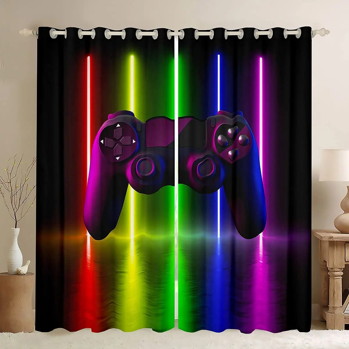 

3D Modern Game Controller Gamer Curtains For Living Room Kids Gaming Video Games Window Drapes for Boys Teens Room Decor Bedroom