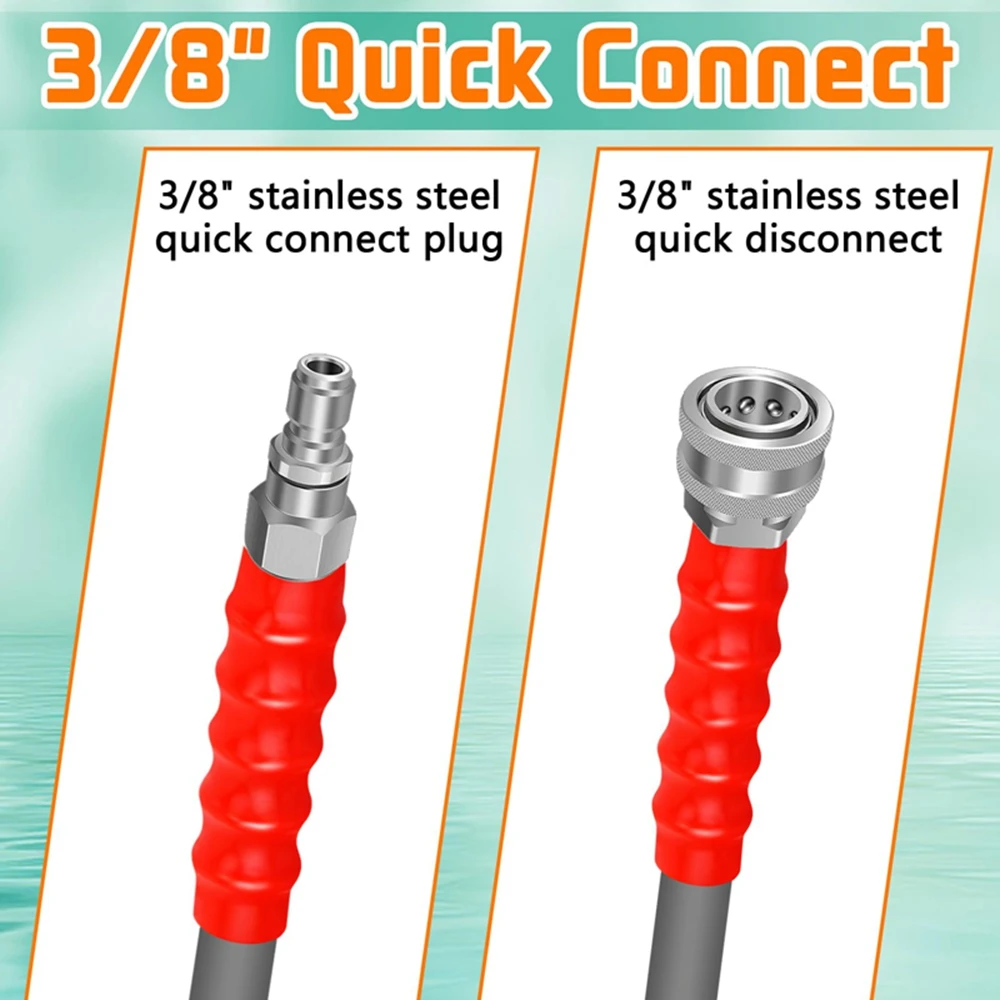 Pressure Washer Adapter 360u00b0Swivel M22 14mm To 3/8 Quick Connect Stainless Steel Quick Disconnect For Power Washer Hose 5000 PSI