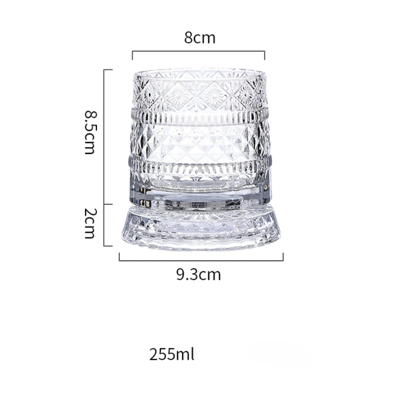 255 ML Whiskey Glass Design Niche Transparent Wine Glass Household Heat-resistant Rotatable Beer Cup Party Drinkware