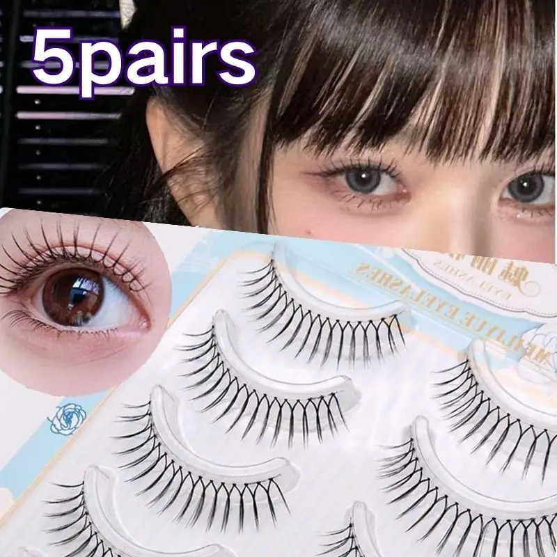 

5Pair Korean U-Shaped False Eyelashes Girl Group Eye Makeup False Eyelashes Natural Transparent Stems Lashes Extension Comic Eye