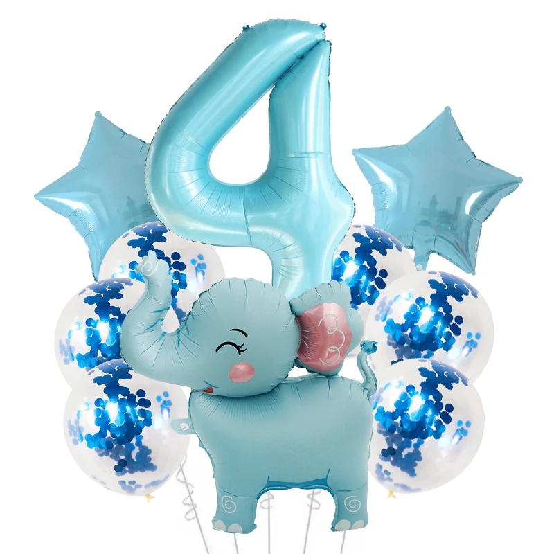 10 stücke Wilde Tier Luftballons Nette Dschungel Thema Zoo Party Liefert 4D Elefanten Anzahl Ballons kinder geburtstag partei Liefert – Detail 4