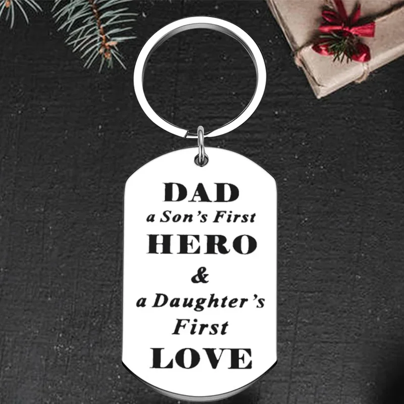 

Cute Dad Keychain Pendant Fathers Day Gift Key Chains Daddy Stepdad Husband Gift dad a son's first hero