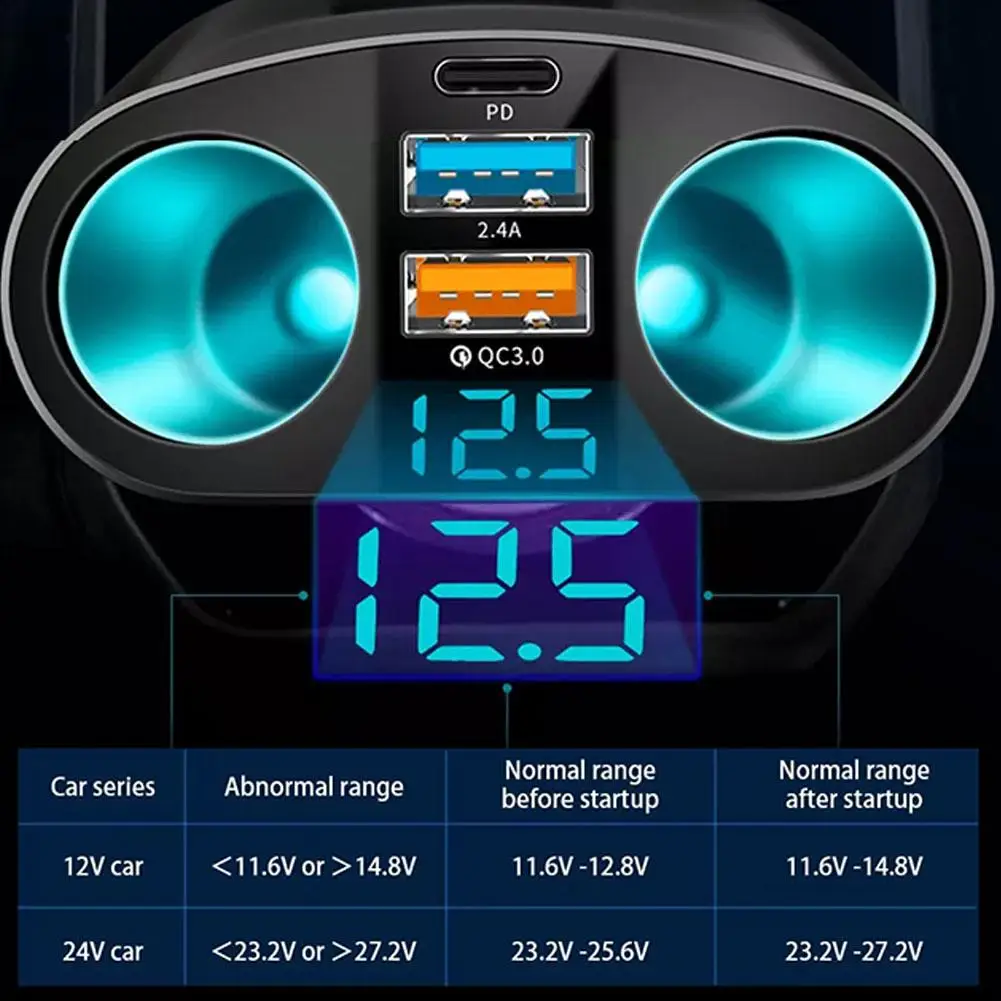 Caricabatterie per Auto QC3.0 12V/24V, Adattatore di Alimentazione USB Doppio, Presa Accendisigari, Caricatore Rapido per Telefono - Image 5