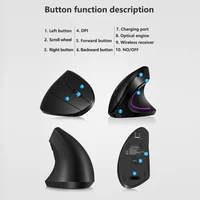 2.4G Wireless Vertical Mouse Rechargeable Upright Ergonomic Mouse 3 Adjustable DPI Levels RGB Flowing Light Plug N Play - Image 3