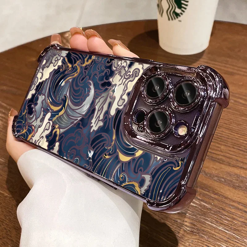 Sea Wave Plating Anti-Fall Phone Case Cover