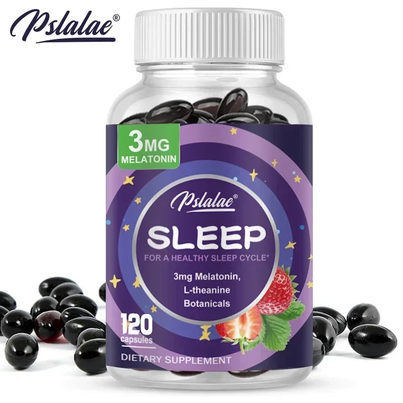 With 3 Mg Melatonin & L-Theanine Capsules Sleep Support Helps Calm Mind and Body for Better Longer Sleep 120 Capsules
