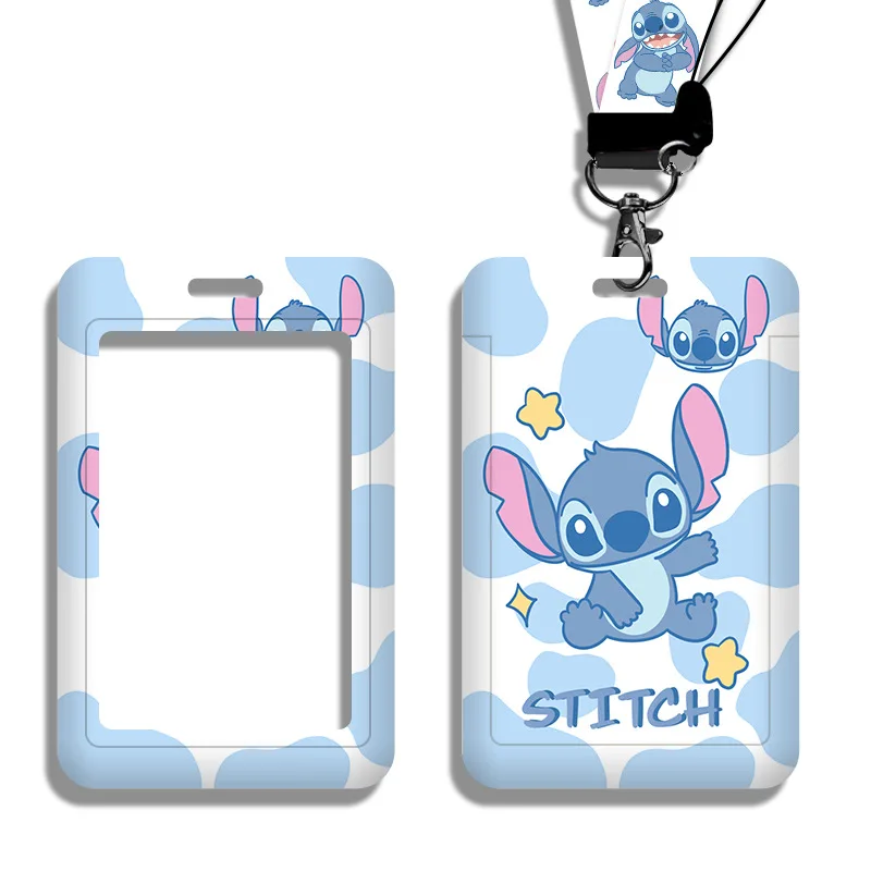 

Boy and Girl Cartoon Disney Stitch Student ID Card Holder with ABS Halter Neck Waterproof Sliding Subway Bus Access Card