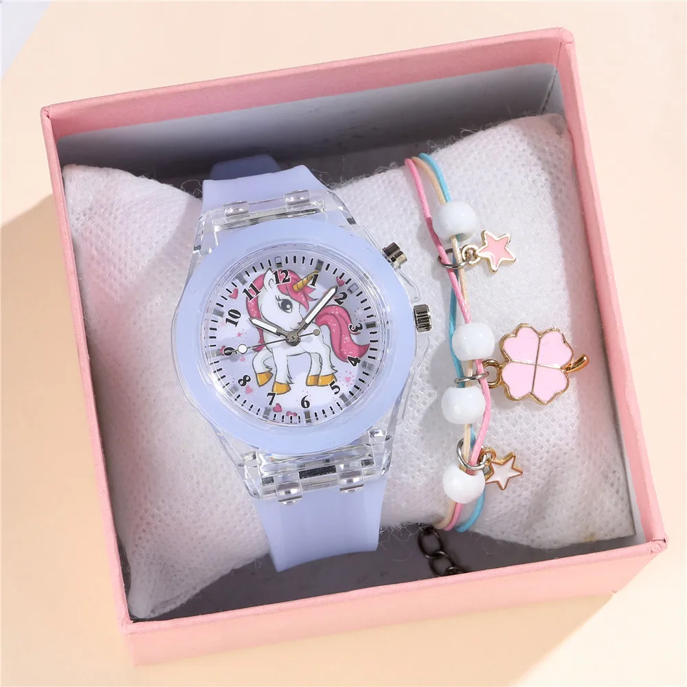 Kids's Watch For Cartoon Unicorn Watches Glow at Night Silicone Band Cute Wristwatch For Boys Girls Students 5