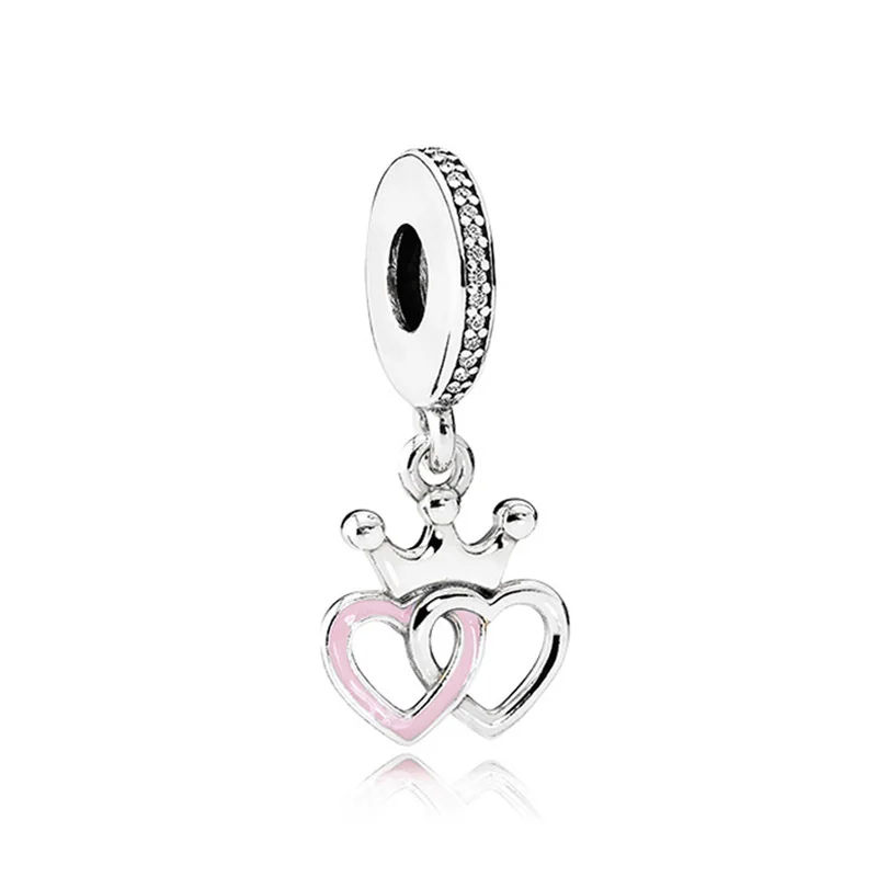 

925 Sterling Silver Bead Concentric Knot Crown Crowned Hearts Dangle Charm Fit Pandora Women Bracelet Bangle Gift DIY Jewelry