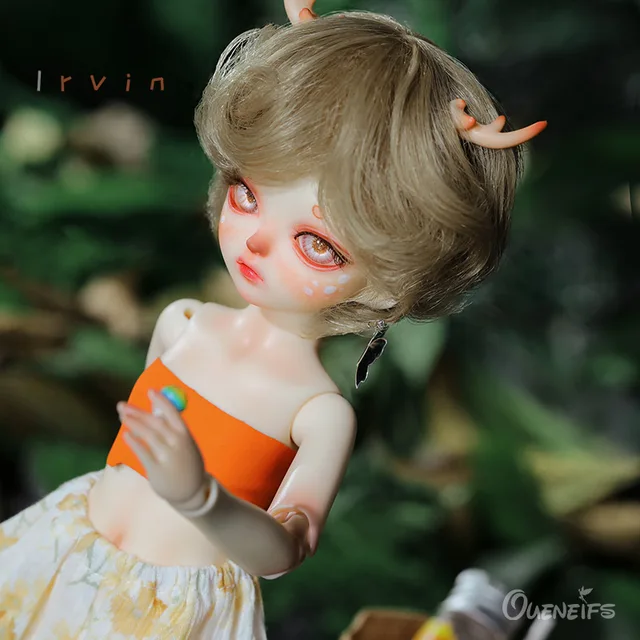 BJD Doll Shuga Fairy Irvin 1/6 Resin Forest Fantasy Deer Feet with Human Slim Body Cute Horn Ball Joited Dolls 1