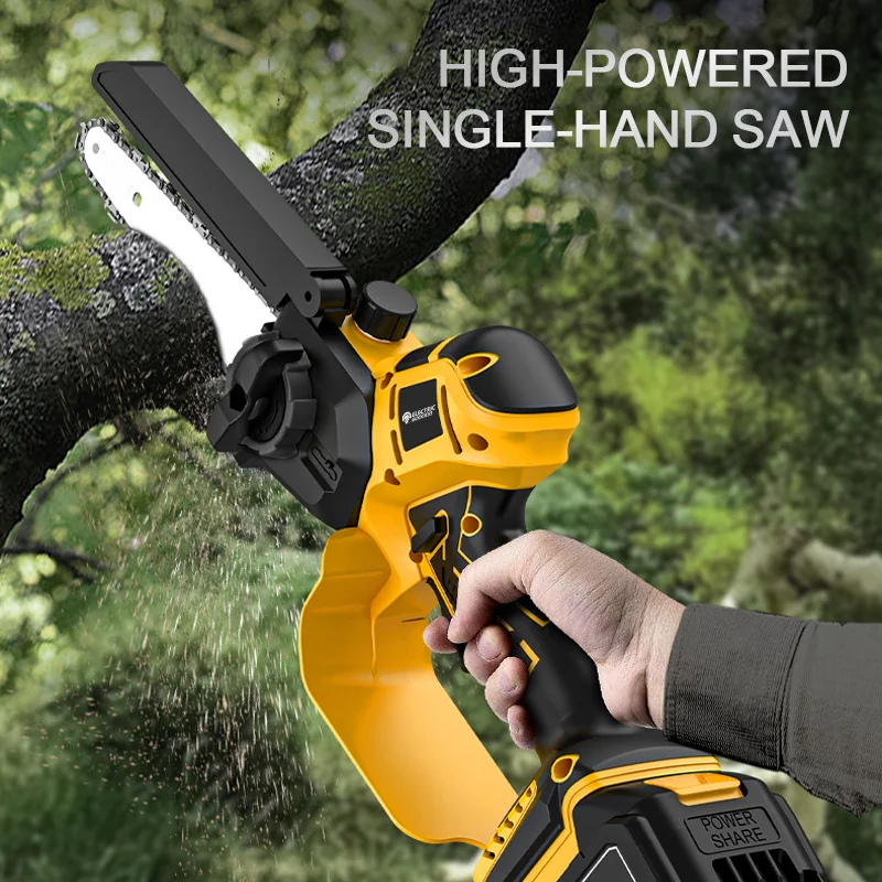 8-Inch 1380W Cordless Electric Chain Saw 8m/min Wood Saw Home Garden Pruning Electric Chain For Dewalt 20V Battery mini chainsaw electric chainsaw electric saw