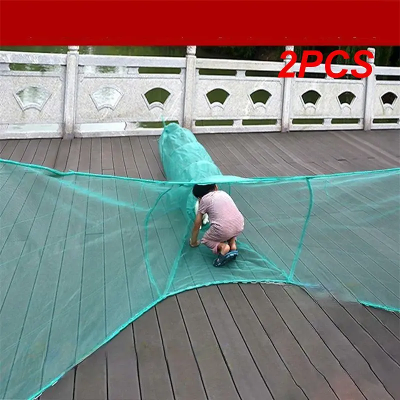 

2PCS Fishing Net Tiger Mouth Net Sleeve Eight-character Net Fishing Net Fishing Cage Fishing Gear Bamboo Pole Lobster Cage