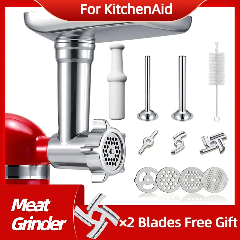 Dishwasher safety Meat Grinder Attachment for Kitchenaid Mixer, Stainless  Steel Kitchenaid Meat Grinder with 3 Sausage Stuffer - AliExpress