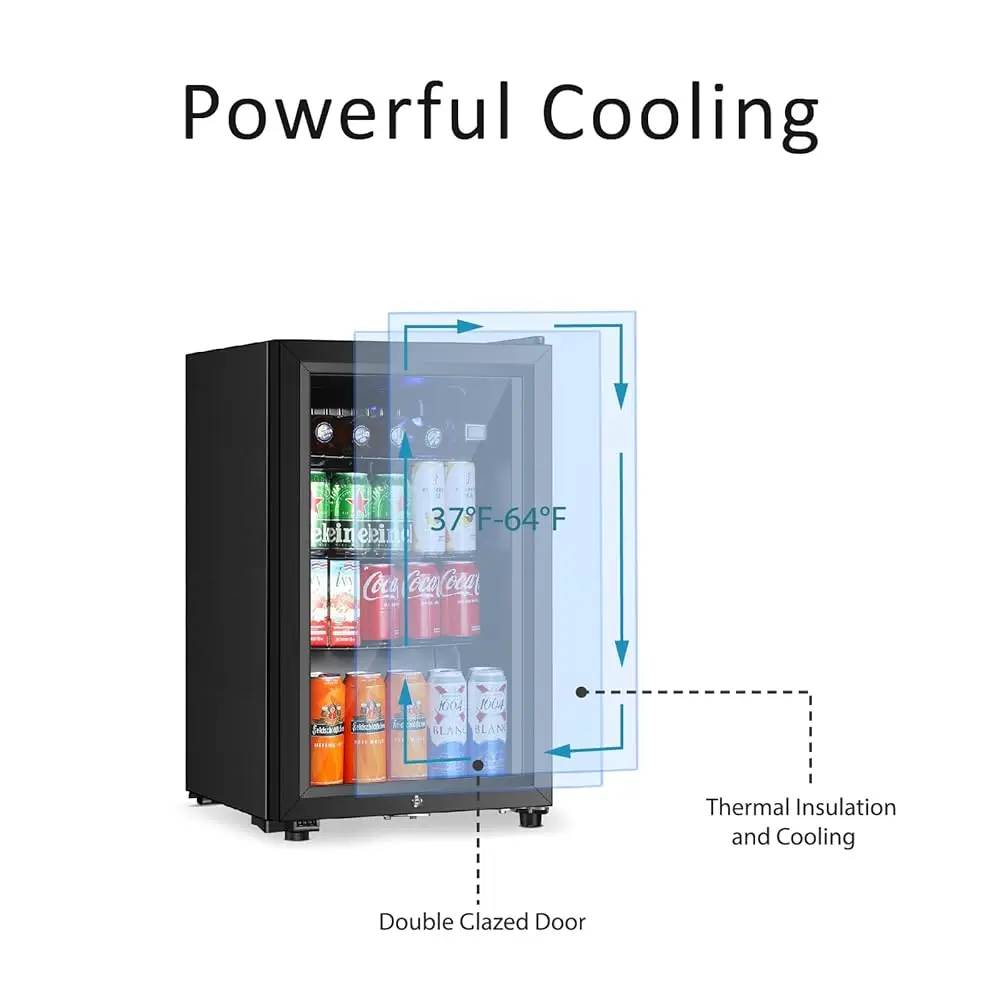 Beverage Refrigerator, 2.3Cu.Ft Mini Fridge With Double Glass Door, Cooler For Soda, Beer Or Wine For Home, Office Or Bar With 3 Beverage Refrigerator, 2.3Cu.Ft Mini Fridge With Double Glass Door, Cooler For Soda, Beer Or Wine For Home, Office Or Bar With 3