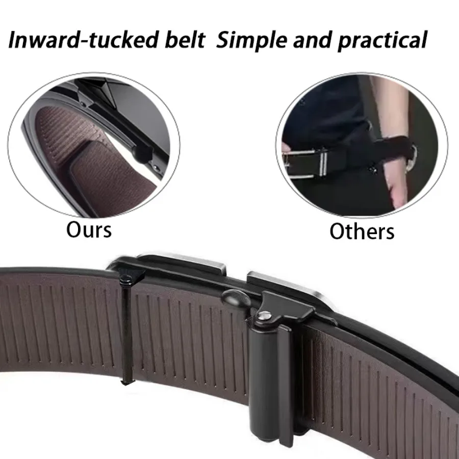 Men's Black Automatic Buckle Belt, Business Style, Minimalist Design, Easy To Handle Suit/casual Pants, Multiple_voghion.com