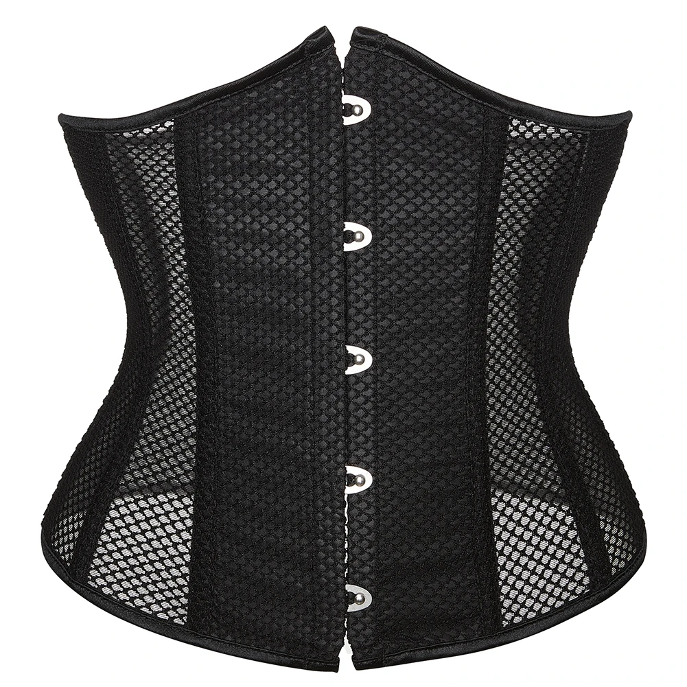 Women Waist Trainer Sexy Mesh Corset Goth Vintage Slim Body Belts Streetwear See Through