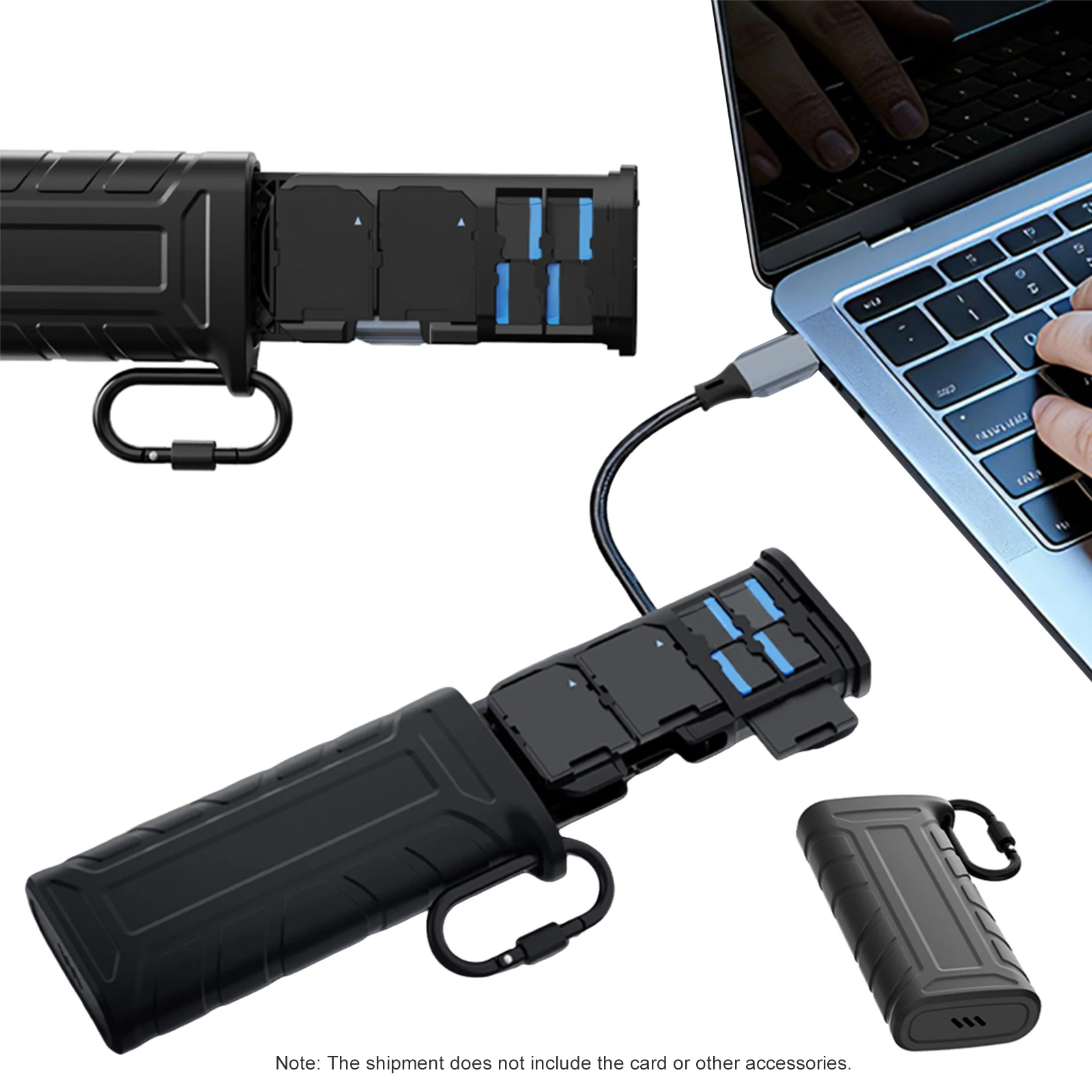 2-in-1 카드 홀더 및 리더기 312MB/s 고속 카드 리더기 보관함 USB 3.1 Type-C SD/TF 휴대폰 태블릿과 호환 가능