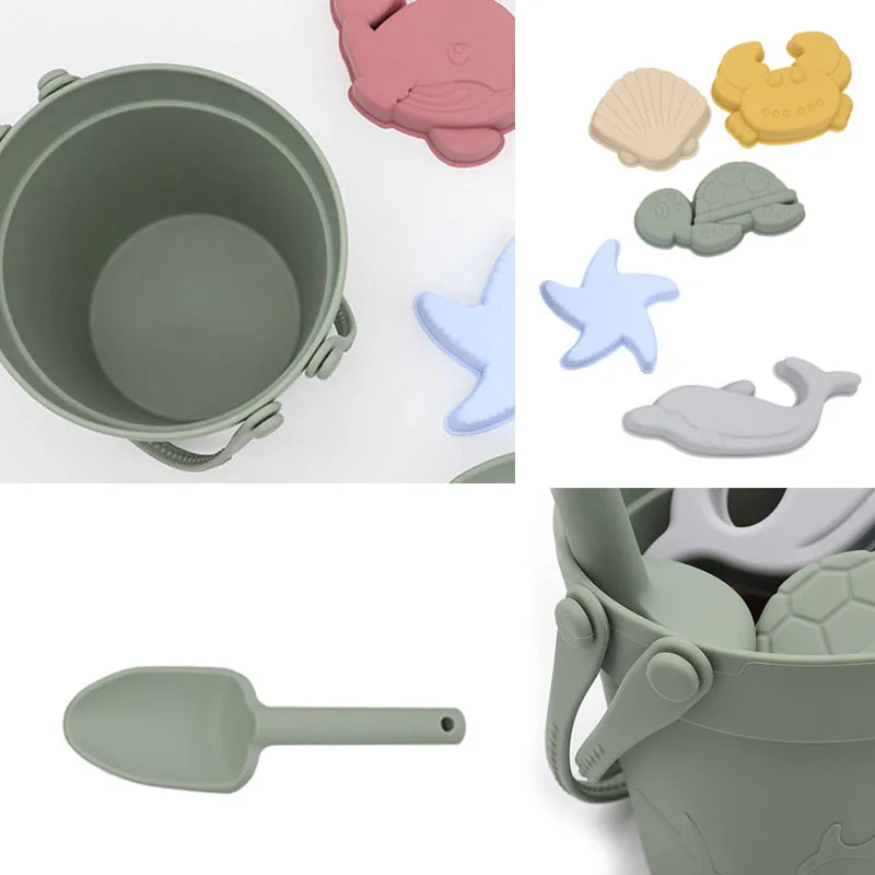 Silicone Beach Toys Kids Sand Molde Tools Set Summer Water Play Baby Funny Game Cute Animal Mold Soft Swimming Bath Toy Children 2