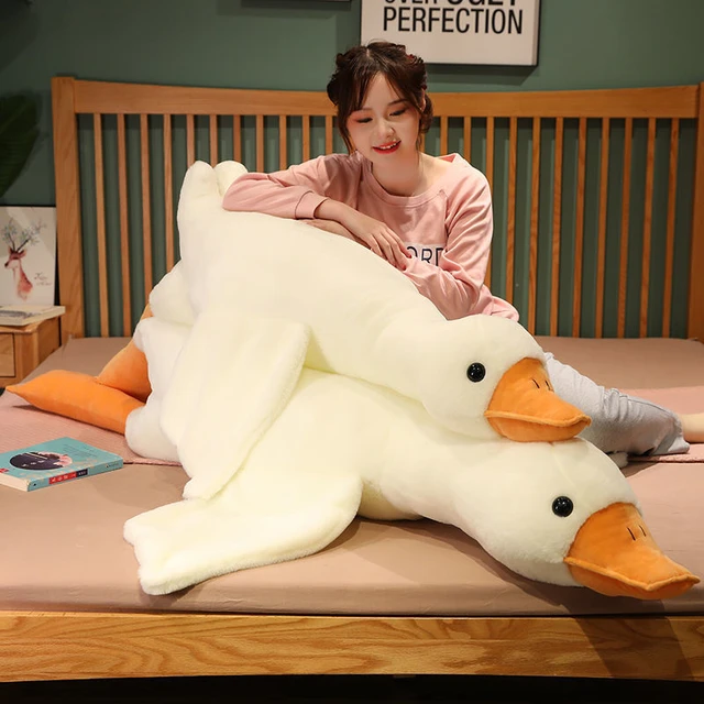 Comprar 50-190cm lindo ganso blanco grande de peluche de juguete Kawaii  pato enorme almohada para dormir cojín suave Animal relleno muñeca regalo  de cumpleaños para niña