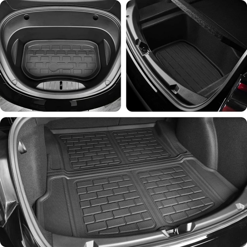 Car Floor Mats Floor Mats 3D For Tesla Model 3 Model Y Fit 3 Layer XPE Trunk Storage Waterproof Non-Slip Carpet