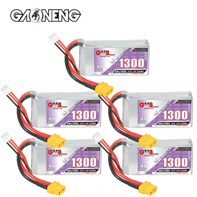 

HV MAX 120c GNB 7,6 в 1300 мАч Lipo аккумулятор для радиоуправляемого вертолета квадрокоптера 3,5 дюймов FPV гоночного дрона запасные части 2s батарея 5 шт.