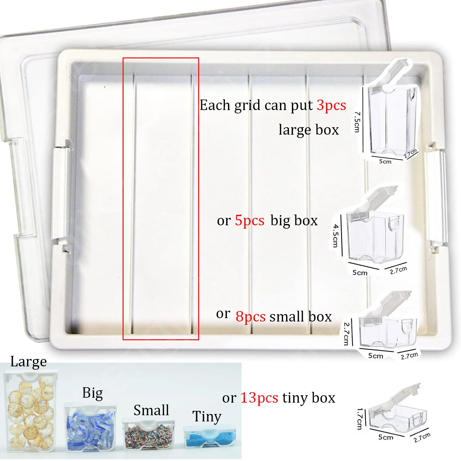 42/50/78 Grids Box Elizabeth Ward Bead Storage Portable Container Transparent Diamond Painting Plastic Storage Box Storage Box Diamond Painting Storage Box