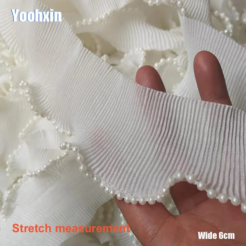 Lace Fabric 6CM Wide Embroidery White Flower Tulle Lace Fabric Trim Ribbon DIY Sewing Ruffle Applique Collar Dubai Dress Guipure Decor