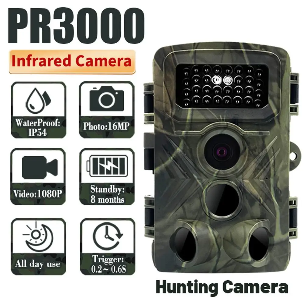 

PR3000 36MP 1080P Taking Trail Camera Multi-function Outdoor Hd Infrared Photo Video Camera With 3 Sensor Heads