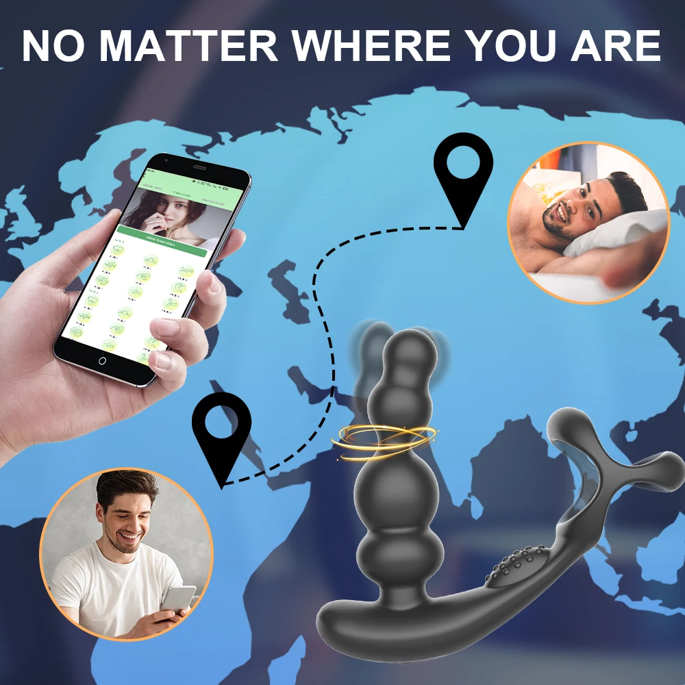 Male Masturbator Male Prostate Massager Masturbator Vibrator 360&deg; Rotate Anal Plugs Cock Ring Wireless Control for Men