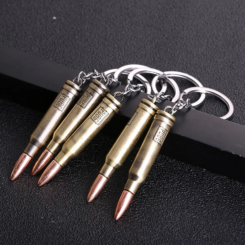 Alloy Key Chain New Counter Strike Guns Bullet Revolver Keychain Car Keyring Jewelry Men Gift 64Mm