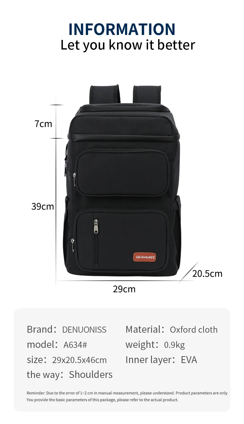 Large Capacity Thermal Picnic Cooler Backpack Outdoor Camping Meal With Bottle Opener 100% Leakproof Insulated Beer Cooler Bags