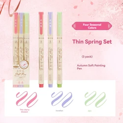 Vibrant Retro Lettering Art Marker Set - Multicolor Soft Brush Tips for Calligraphy & Aesthetic Creations (Spring)